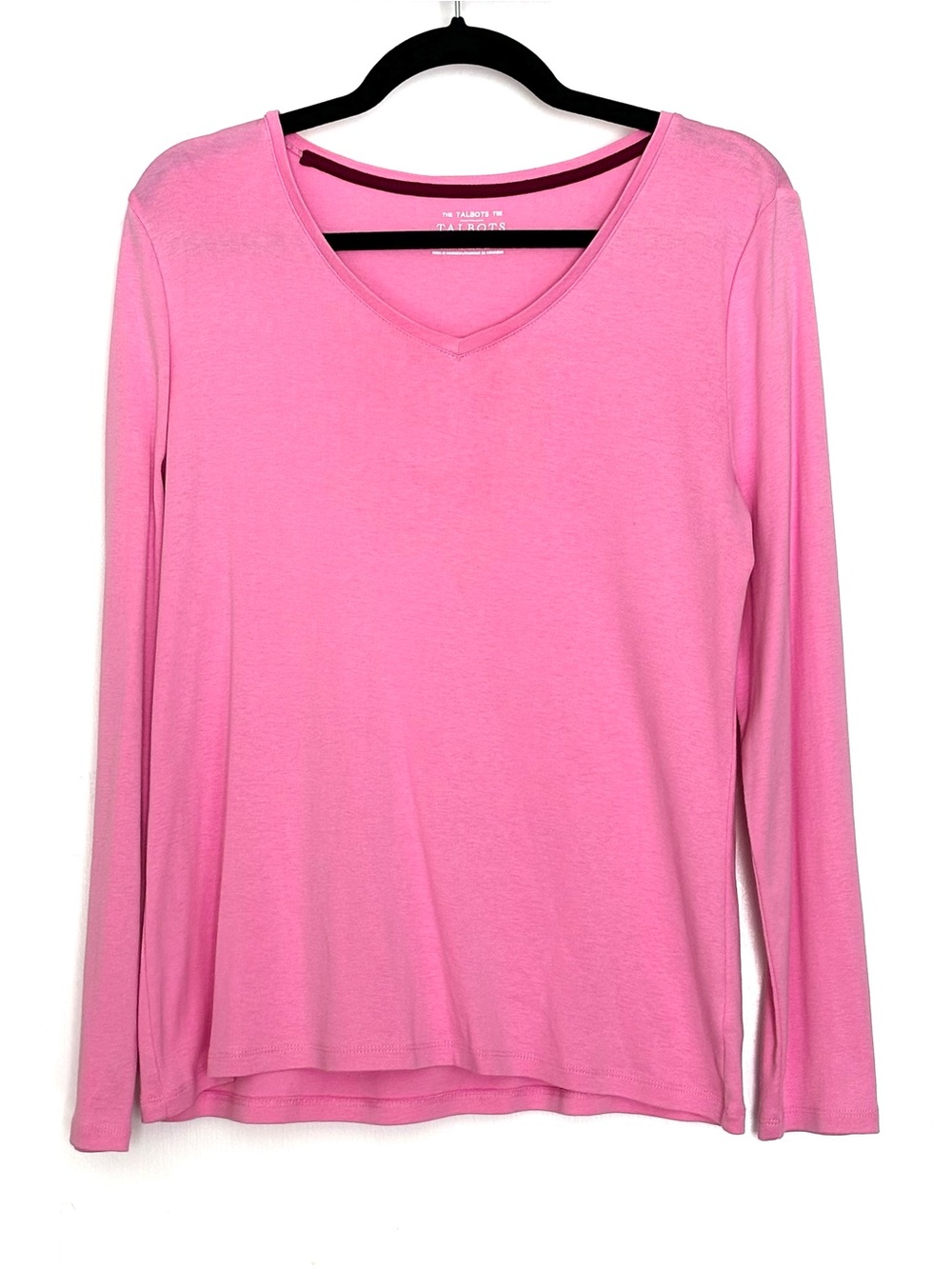 Talbots Pima Cotton V-Neck Tee Pink Size Large - Picture 1 of 3